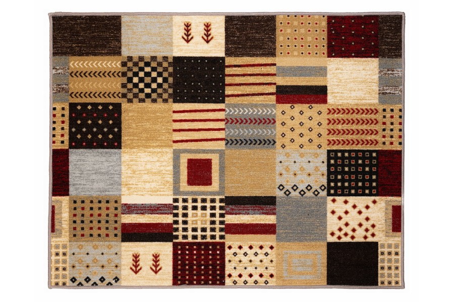 Sdim Μοκέτα με Αντιολισθητικό Υπόστρωμα Patchwork 001Κόκκινο-Καφέ (150x200cm.)