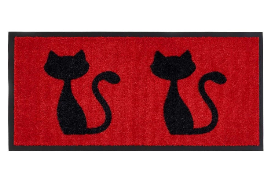 Sdim Πατάκι Εισόδου Μοκέτα με Αντιολισθητικό Υπόστρωμα Emotion-xs 401 Cats Red 40x80εκ. Πάχους 8mm