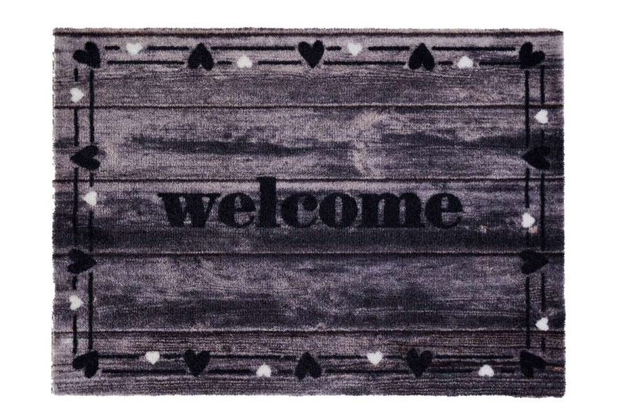 Sdim Πατάκι Εισόδου Μοκέτα με Αντιολισθητικό Υπόστρωμα Ambiance 805 Welcome Wood Hearts 50x75εκ. Πάχους 8mm