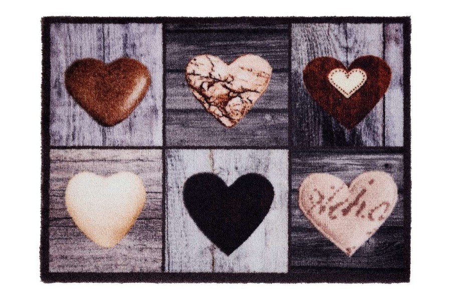 Sdim Πατάκι Εισόδου Μοκέτα με Αντιολισθητικό Υπόστρωμα Ambiance 880 Hearts Brown 50x75εκ. Πάχους 8mm