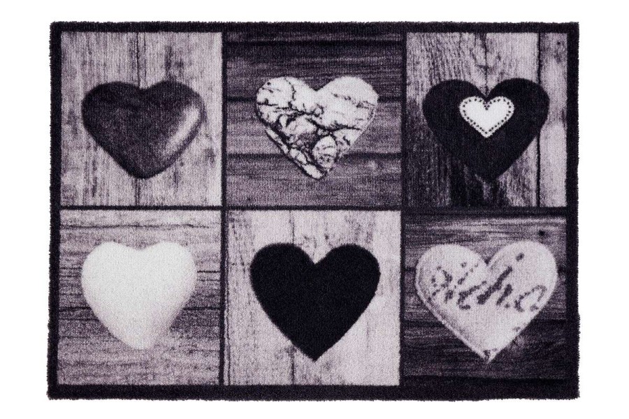 Sdim Πατάκι Εισόδου Μοκέτα με Αντιολισθητικό Υπόστρωμα Ambiance 885 Hearts Grey 50x75εκ. Πάχους 8mm